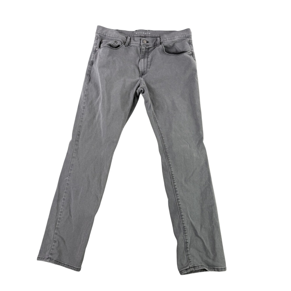 Mott & Bow Slim Fit Jeans Men 35x32 Gray Stone Wash Cotton Stretch Denim 10617